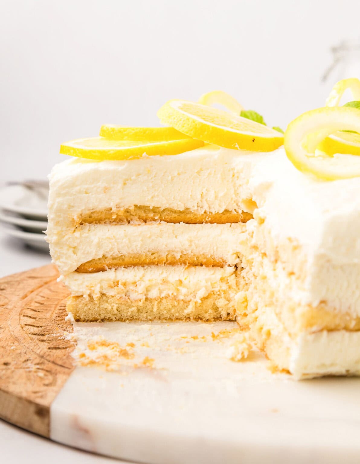 4 Ingredient No Bake Lemon Cake - Kirbie's Cravings