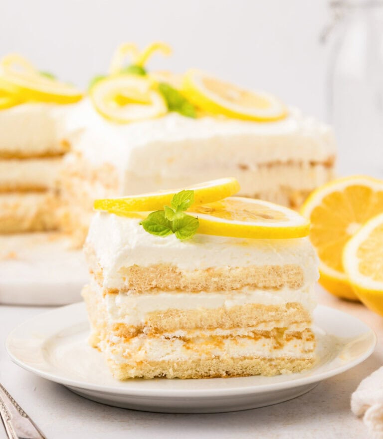 4 Ingredient No Bake Lemon Cake - Kirbie's Cravings