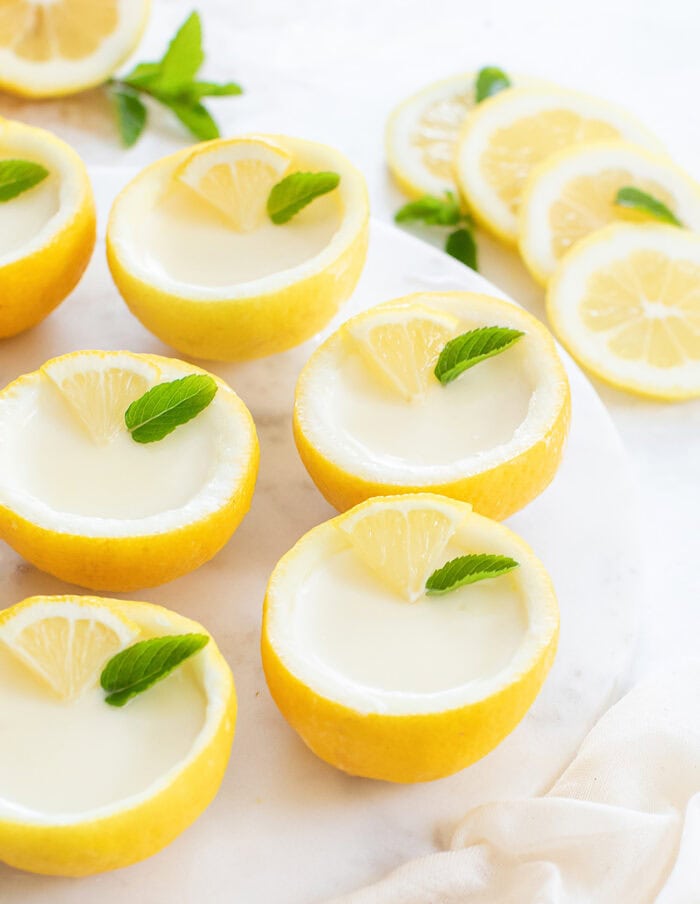 Close up of lemon possets