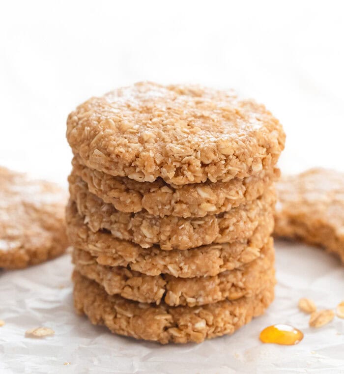 A stack of honey oatmeal cookies