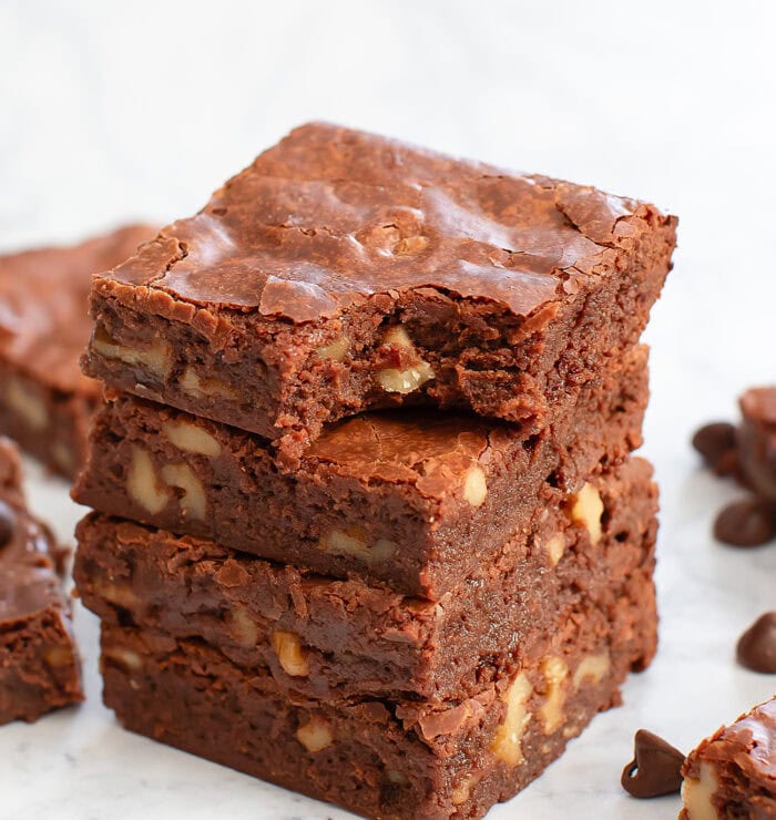 Chewy and fudgy texture of a brownie