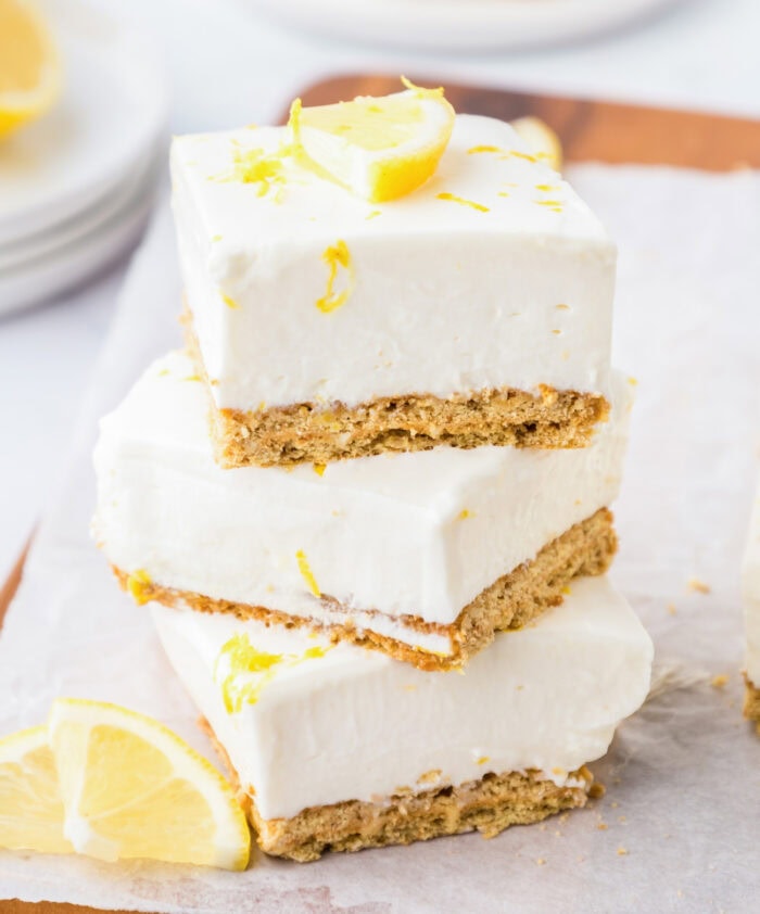 A stack of three lemon bars