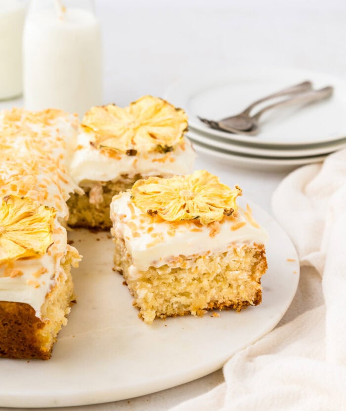 Pineapple cake cute into squares