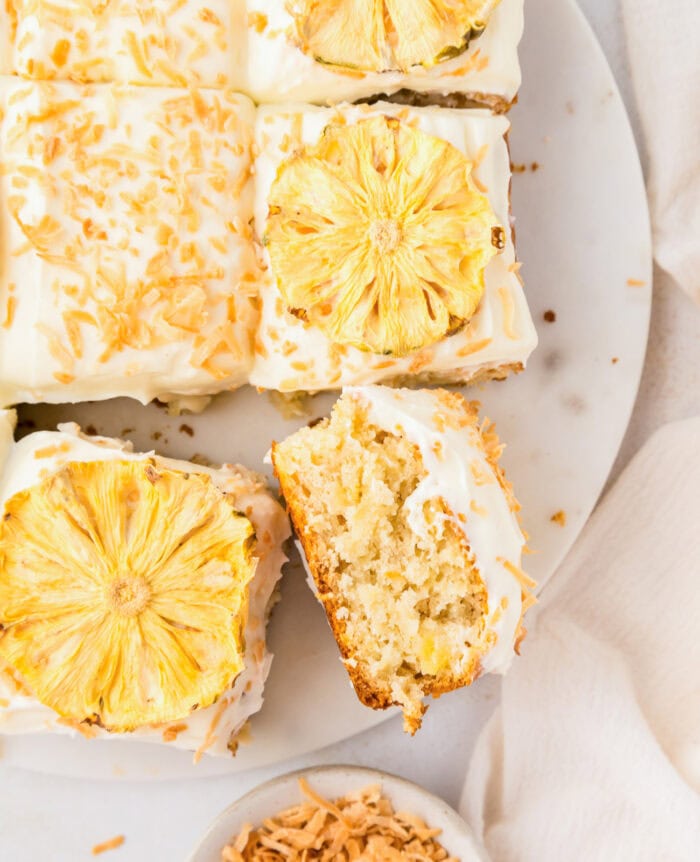 Square slices of pineapple cake 