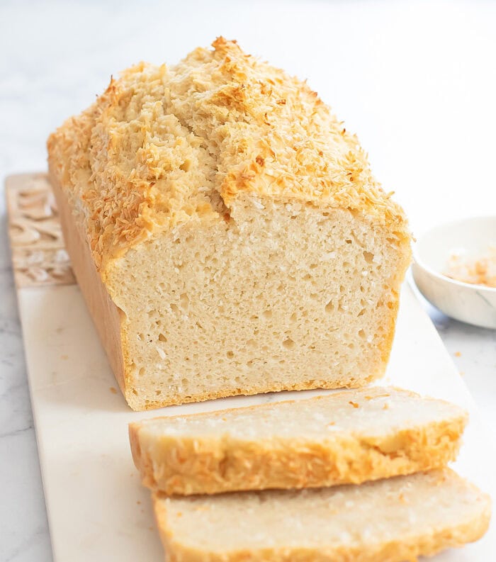 Slices cut from coconut bread