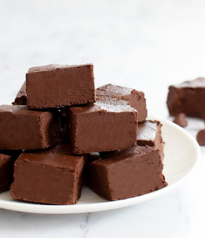 Fudge on a white plate