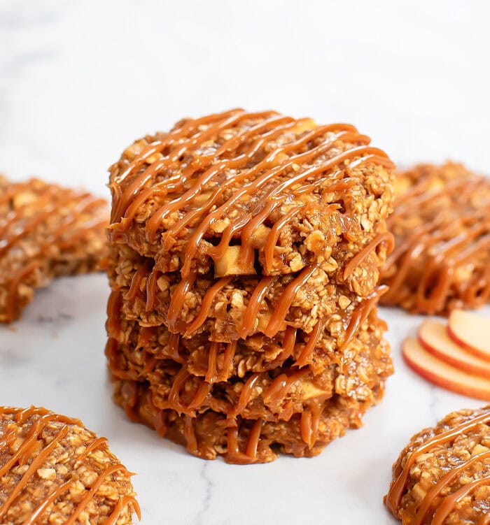 A stack of apple pie oatmeal cookies