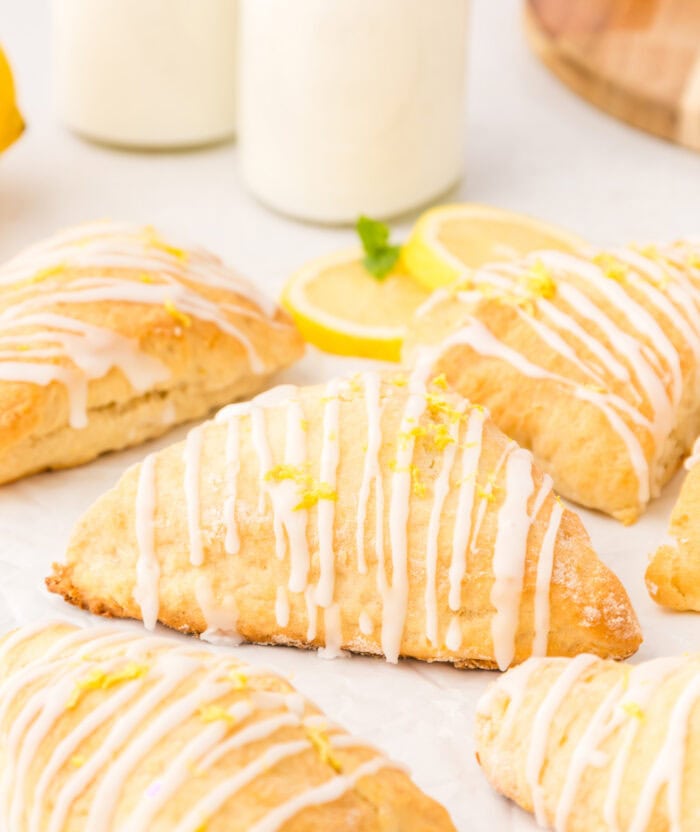 Lemon icing on lemon scones