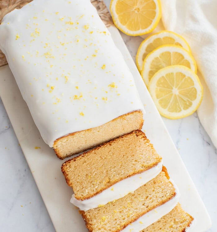 Lemon bread with a lemon glaze and lemon zest