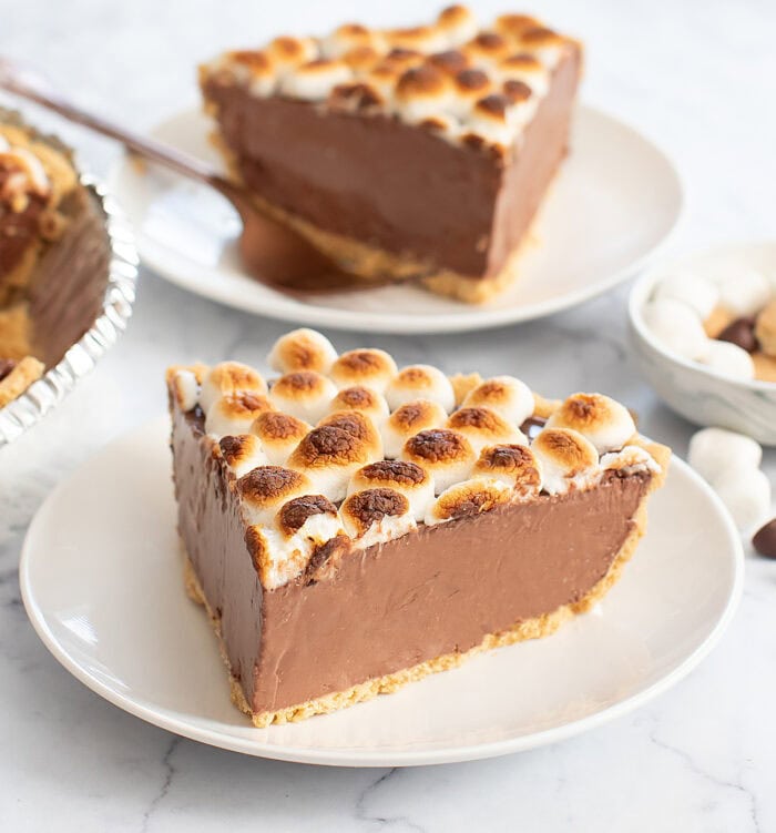 A slice of No Bake S’mores Pie