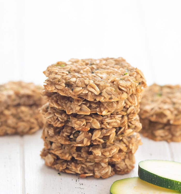 A stack of zucchini bread oatmeal cookies