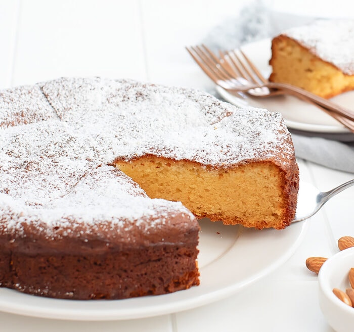 Almond cake being served