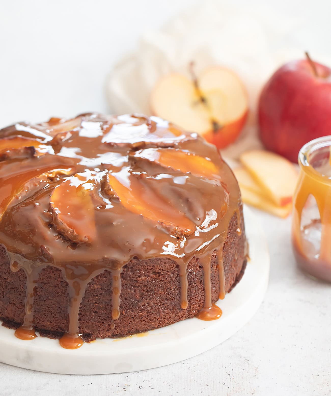 4 Ingredient Caramel Apple Cake (No Eggs) - Kirbie's Cravings