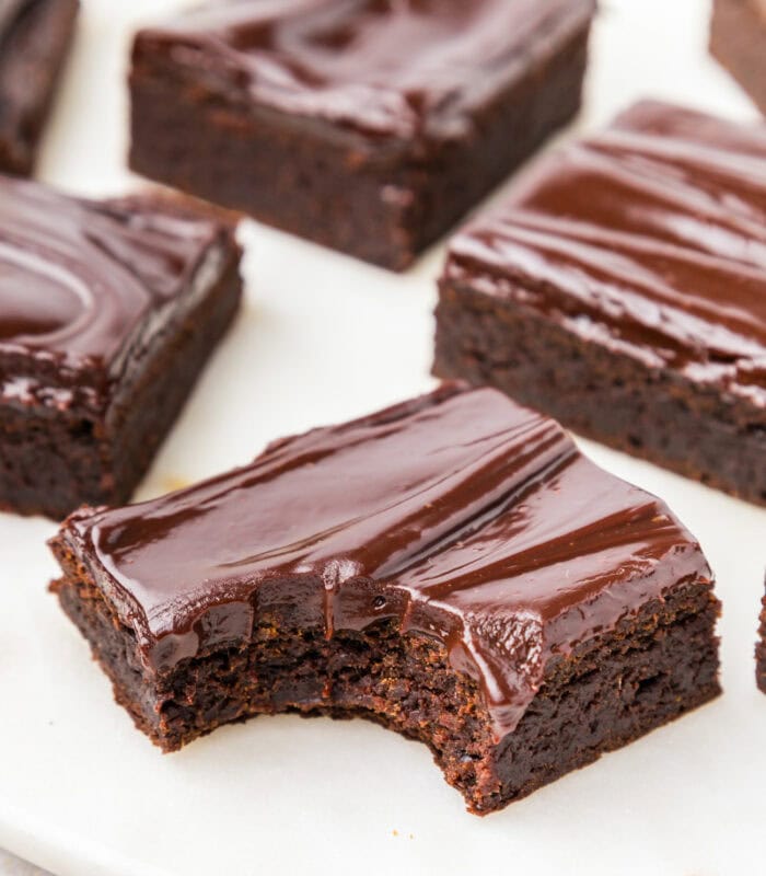 A bite taken from a brownie