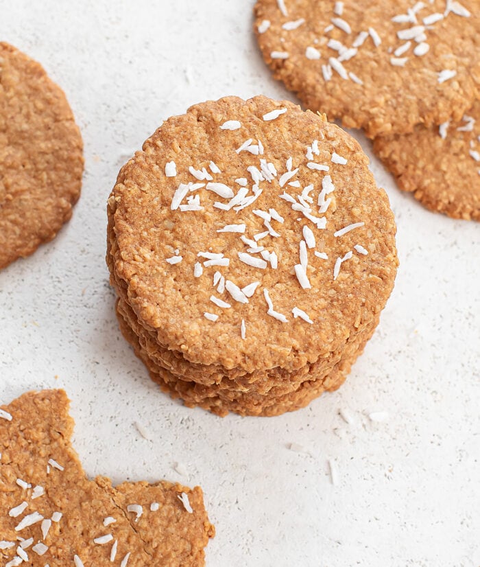 Cookies topped with shredded coconut