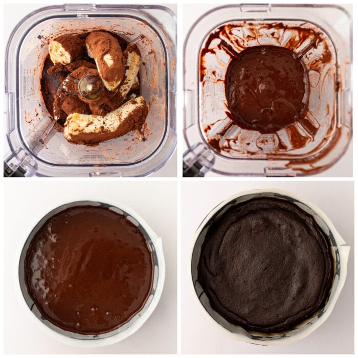 Steps to make chocolate cake using a blender