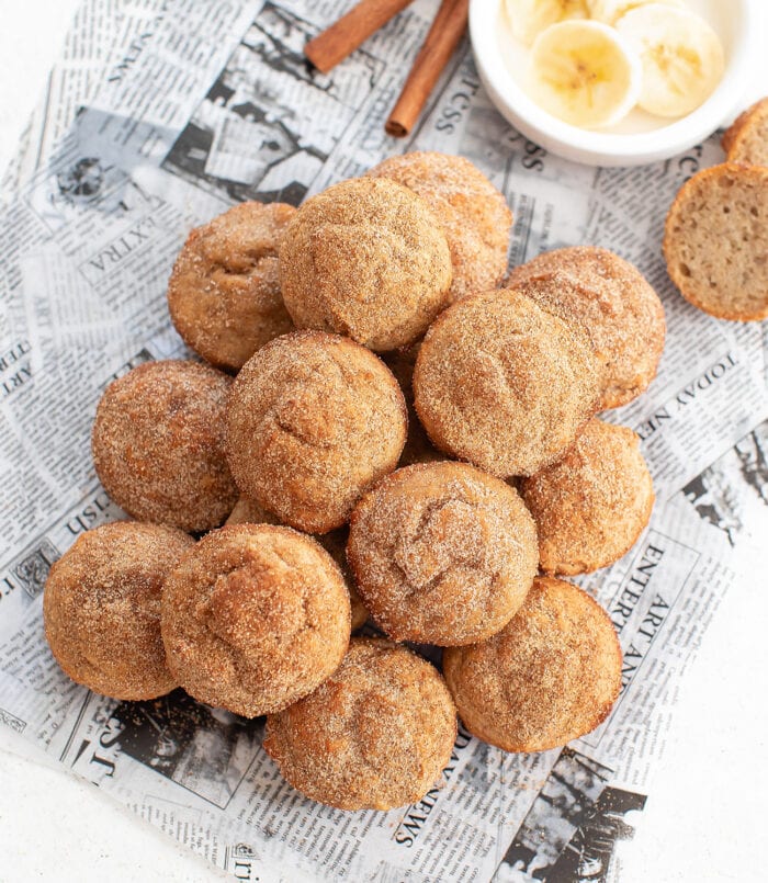 Banana donuts rolled in sugar