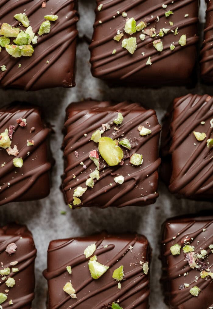 Dubai Chocolate Bars with chopped pistachios on top