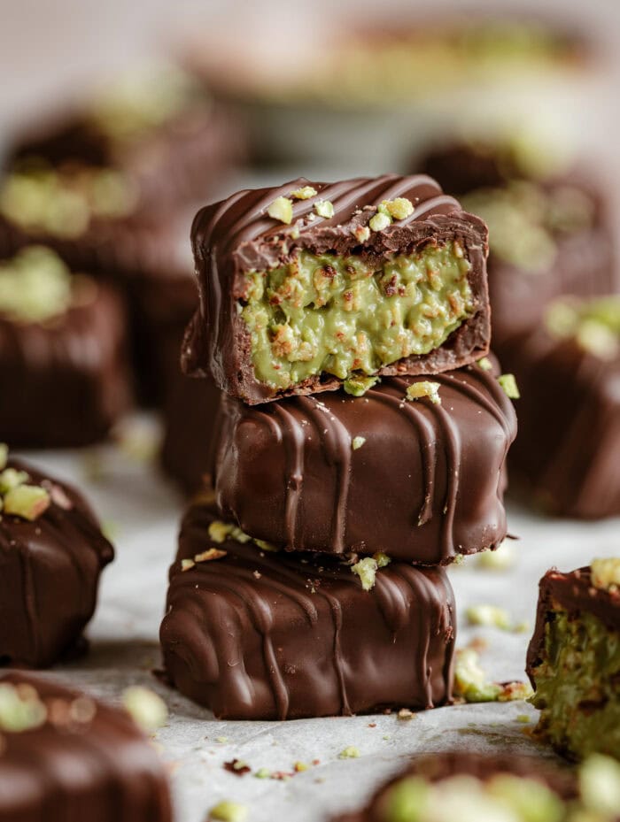 A stack of Dubai Chocolate Bars