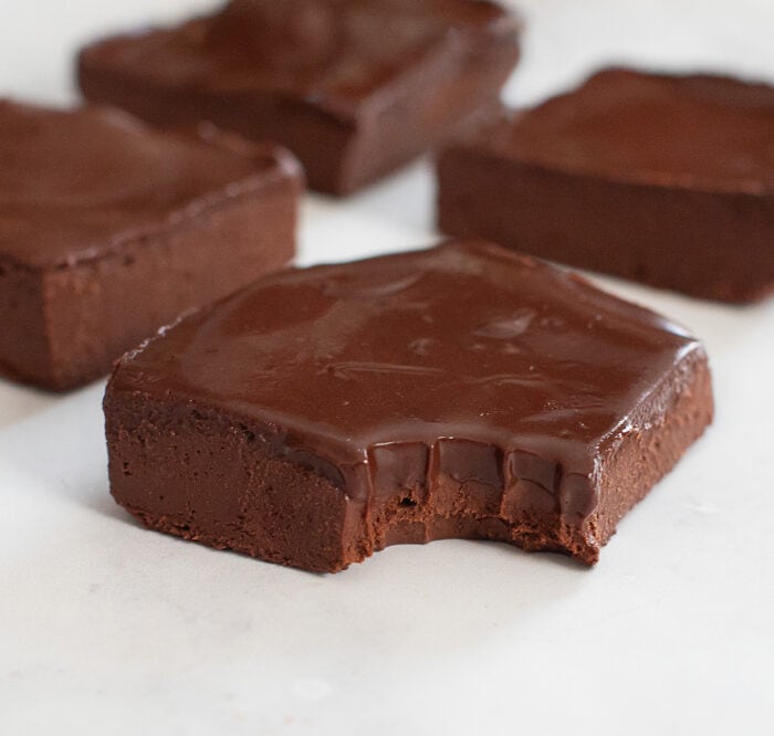 A bite taken from a brownie