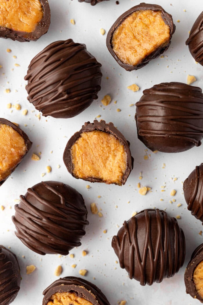 Truffles with a firm chocolate shell and creamy filling