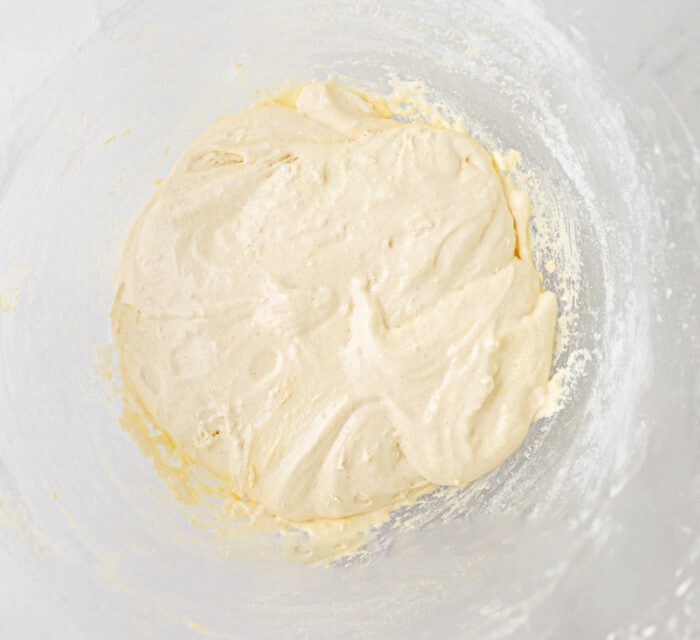 Egg whites and sugar mixed together in a bowl