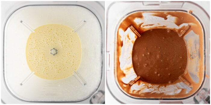 Cottage cheese and eggs blended together and then mixed with melted chocolate