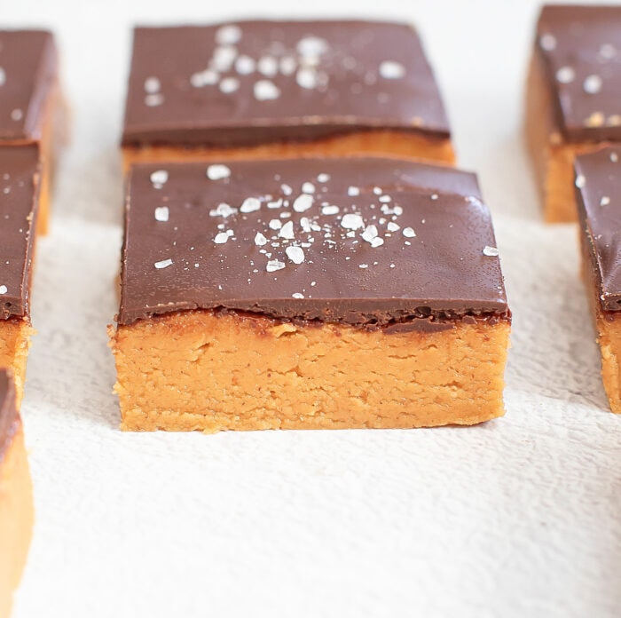 Peanut Butter Bars topped with coarse salt