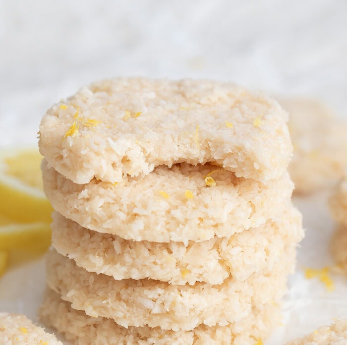 A bite taken from a lemon cookie