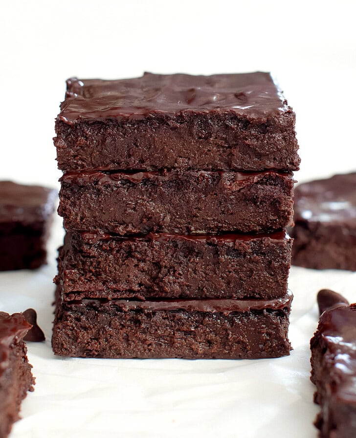 A stack of four brownies