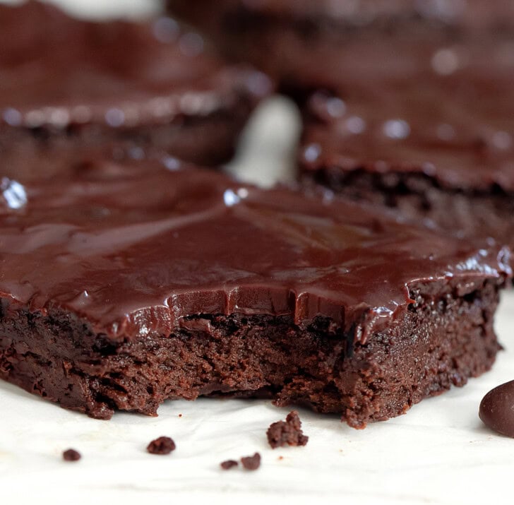 A bite taken from a brownie