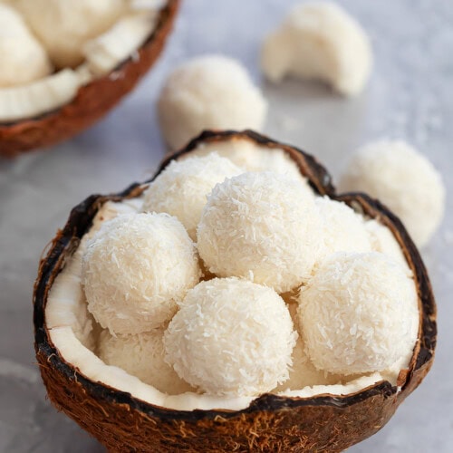 3 Ingredient No Bake Healthier Coconut Balls (No Refined Sugar