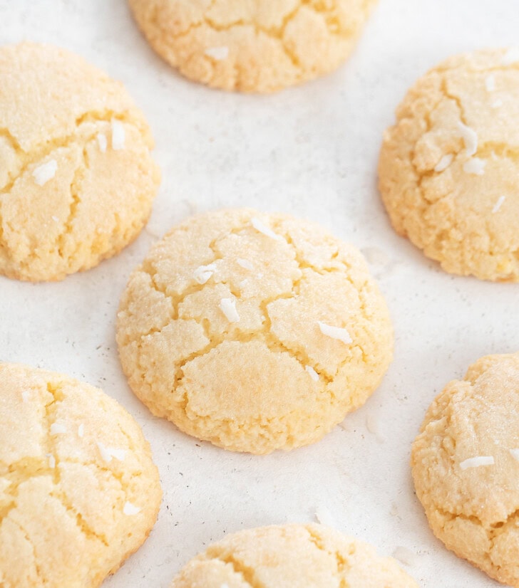 Coconut cloud cookies after baking