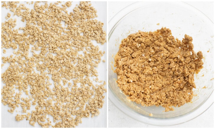 Crisp oats and dough in a bowl