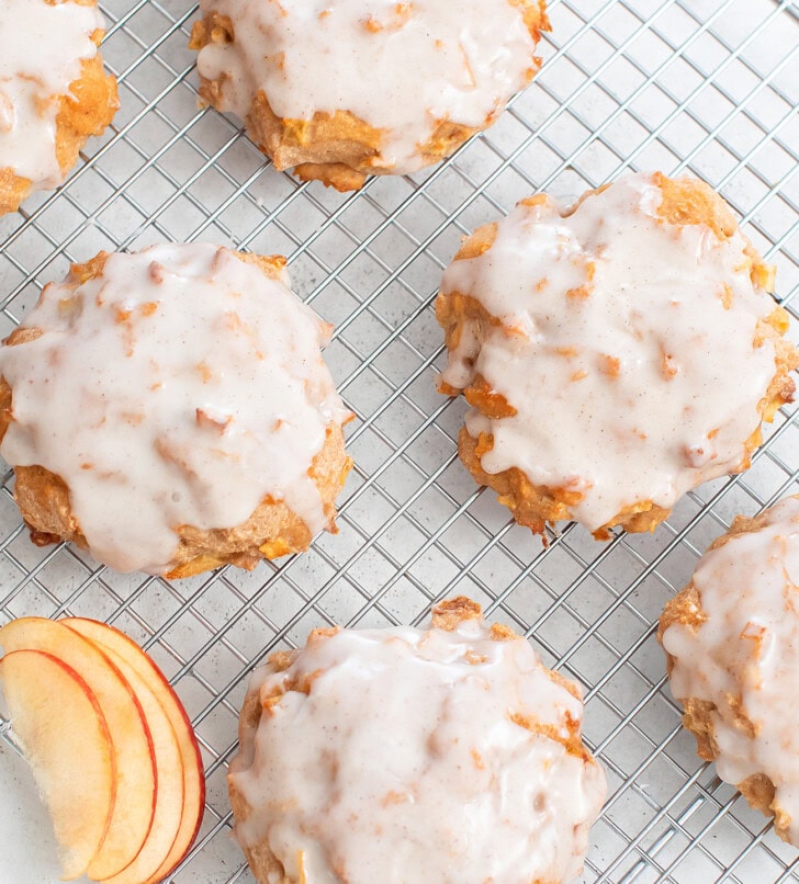 Apple fritters with a glaze on top
