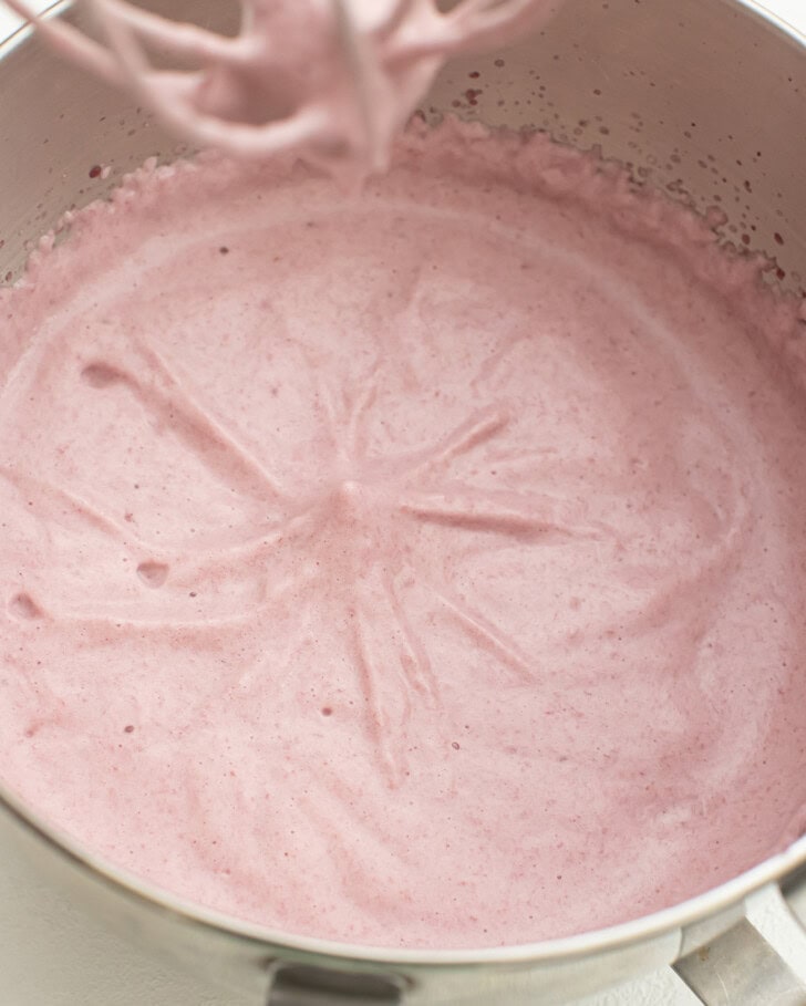 Mixture for blueberry cake in a mixing bowl