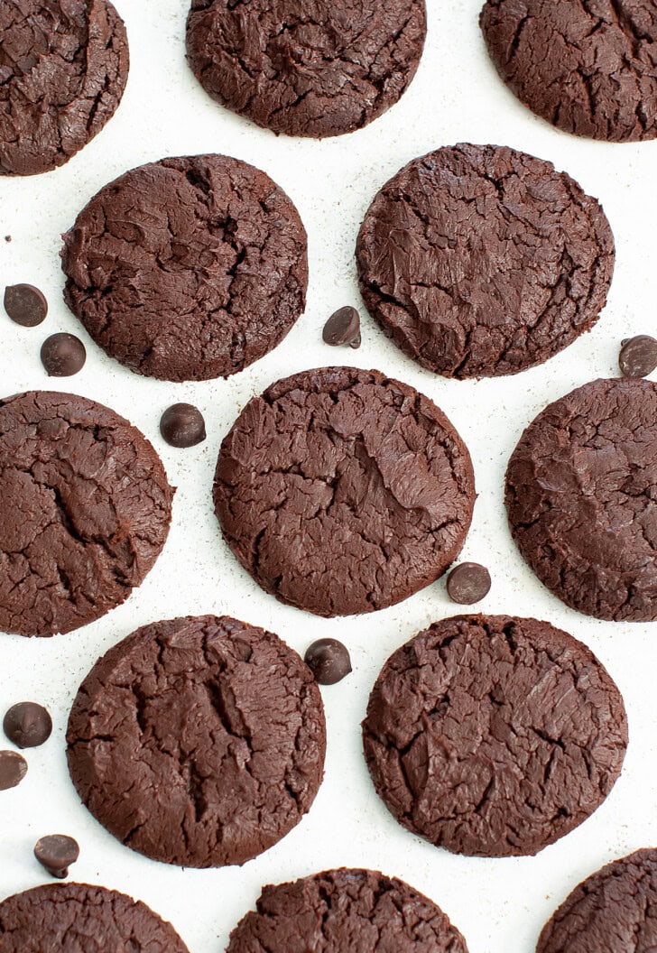 Chocolate cookies after baking with cracks on the surface