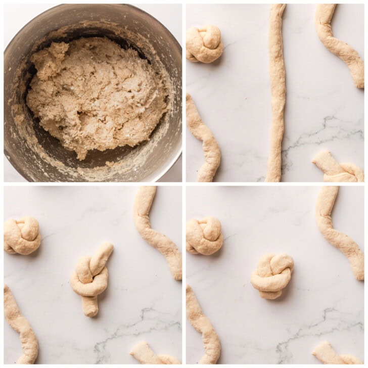 Steps to make dough into knots