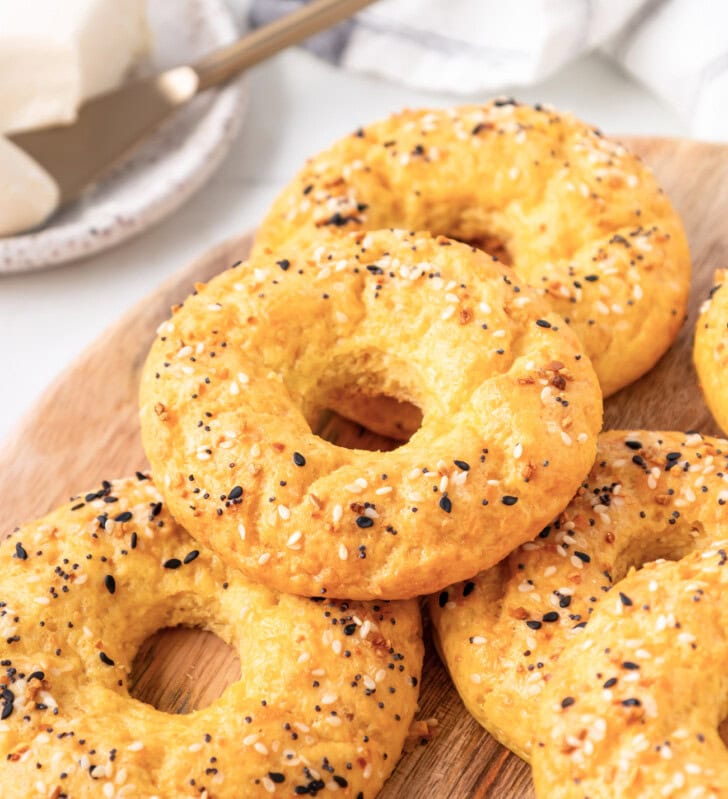 Bagels topped with bagel seasoning