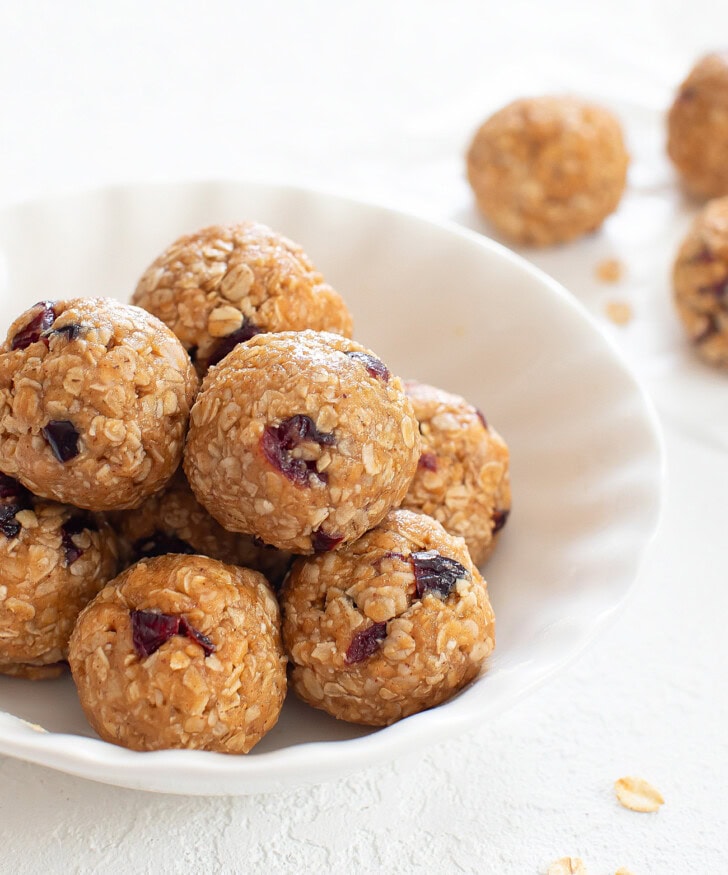 Oatmeal Balls on a small white plate