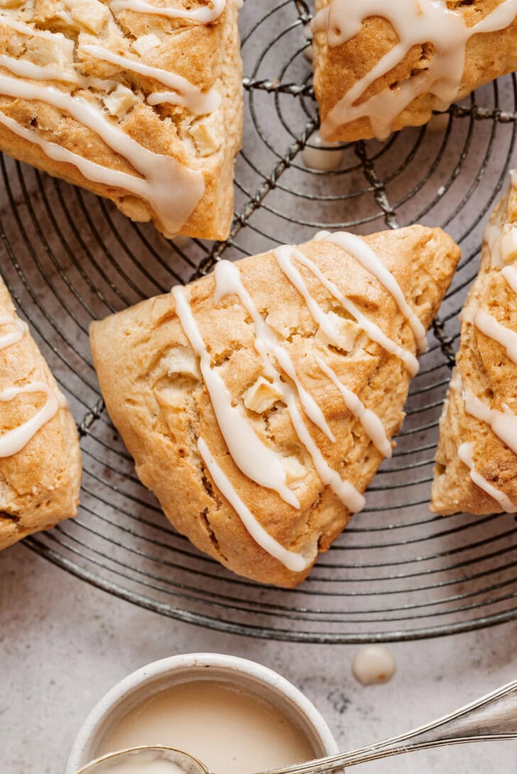 Apple scones on a cooling rack