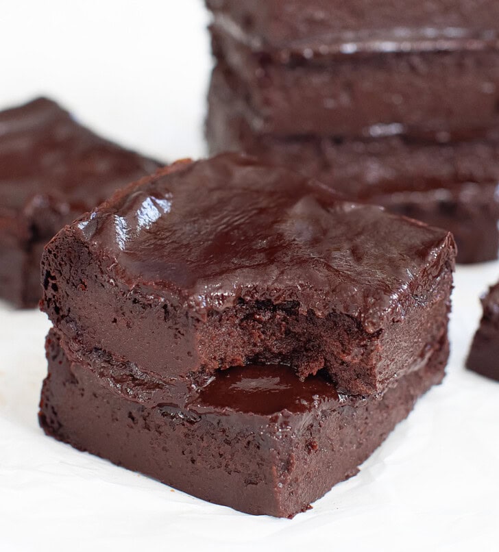 A bite taken from a brownie