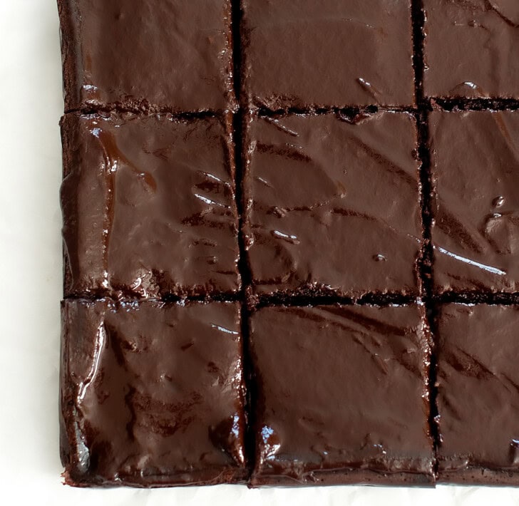 Brownies with chocolate frosting on top