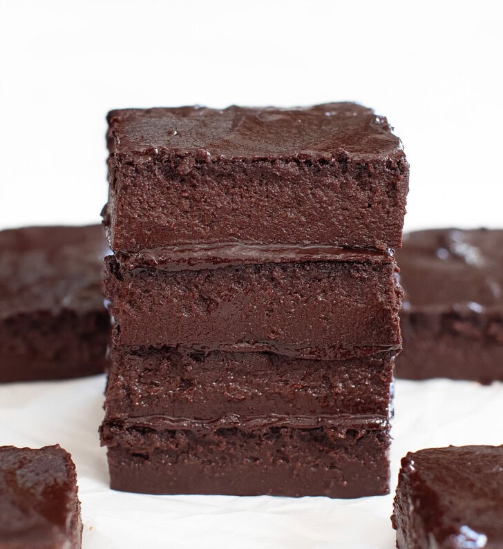 A stack of four brownies