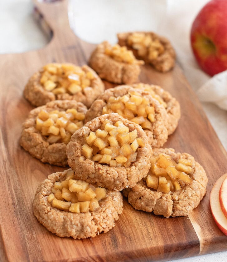 Apple Pie Oatmeal Cookies on a wood serving board