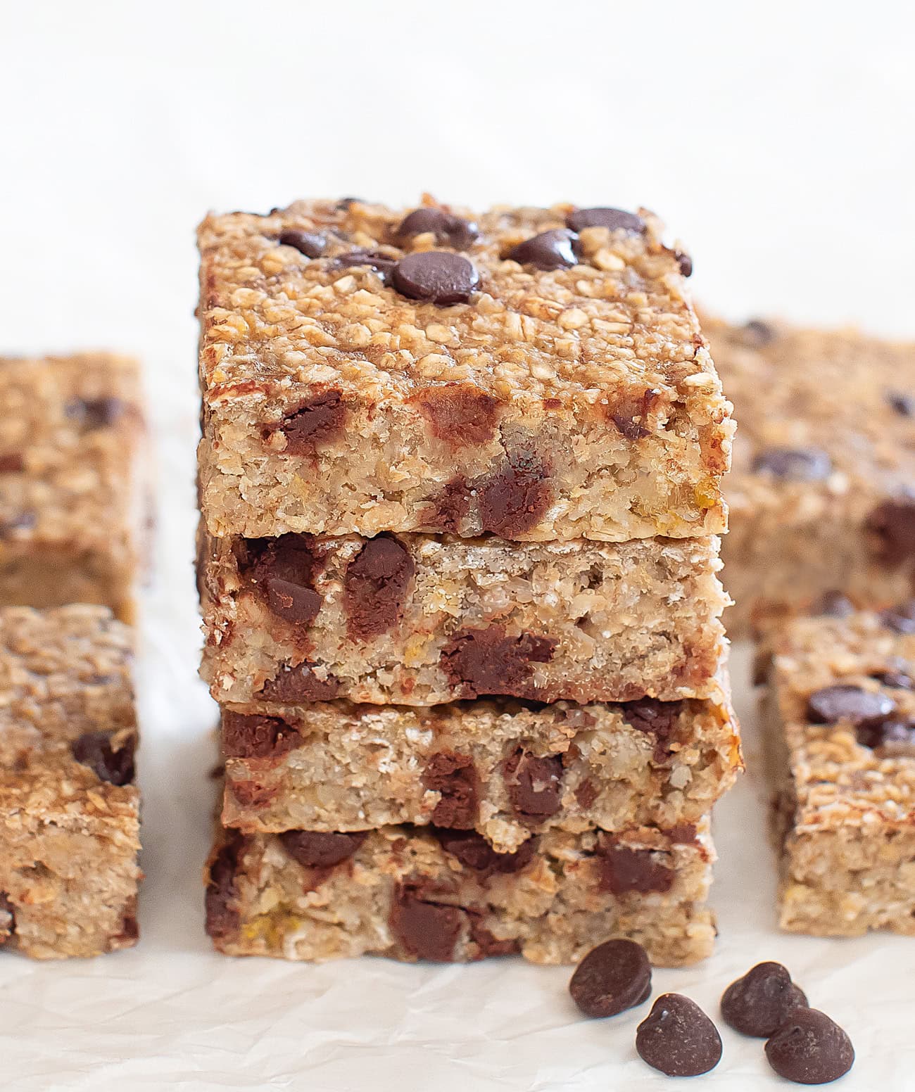 3 Ingredient Healthier Chocolate Chip Oatmeal Bars-image