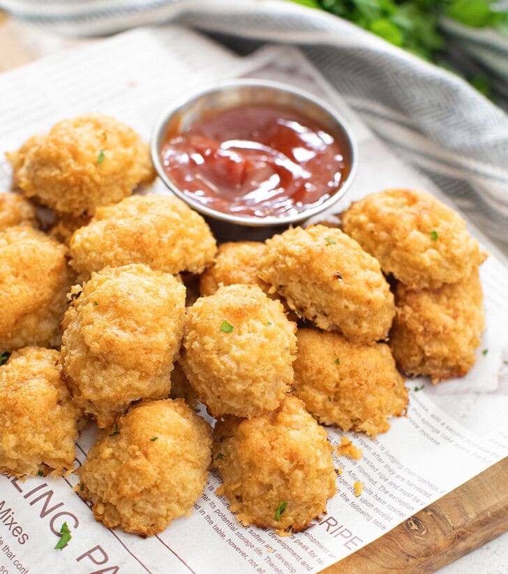 A pile of cottage cheese tots