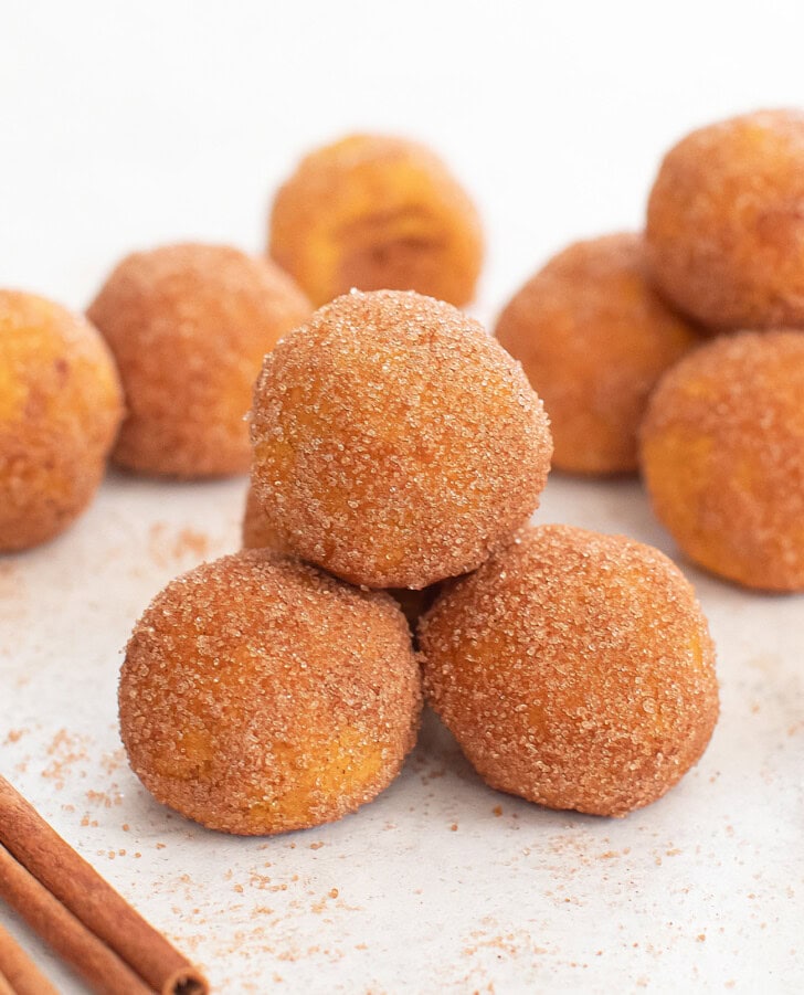 A stack of pumpkin donut holes