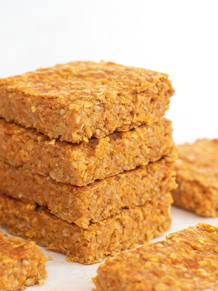 Pumpkin Oatmeal Bars cut into squares