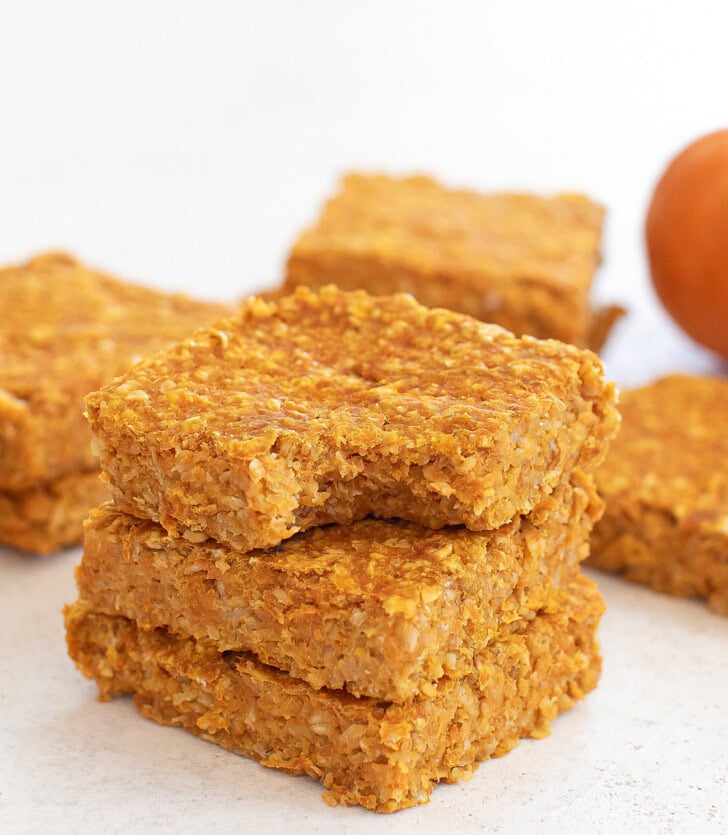 A bite taken from an oatmeal bar